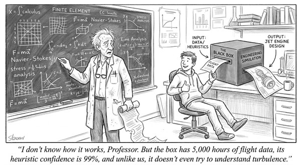 Cartoon depicting black box engineering