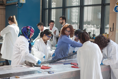 Students in an aerospace lab